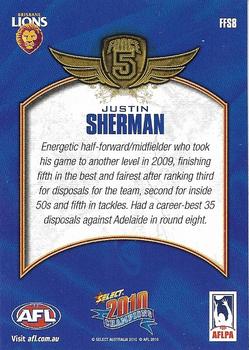 2010 Select AFL Champions - Force 5 Foil Signatures #FFS8 Justin Sherman Back